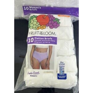 Fruit of the Loom Women's 10 Cotton Briefs White Size 6 Medium NEW